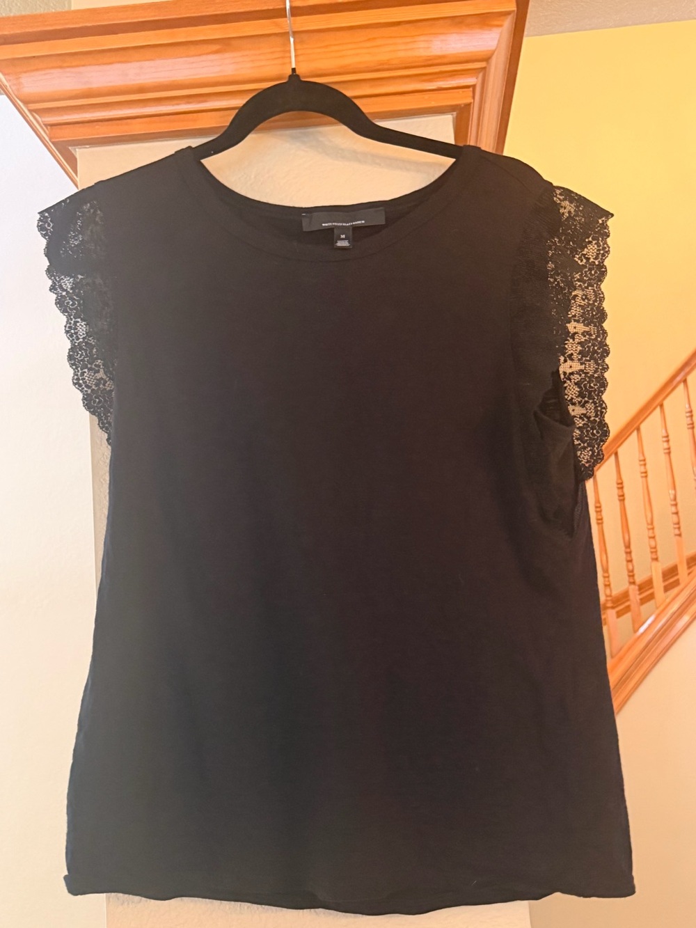 Black Lace Sleeve Women's Top